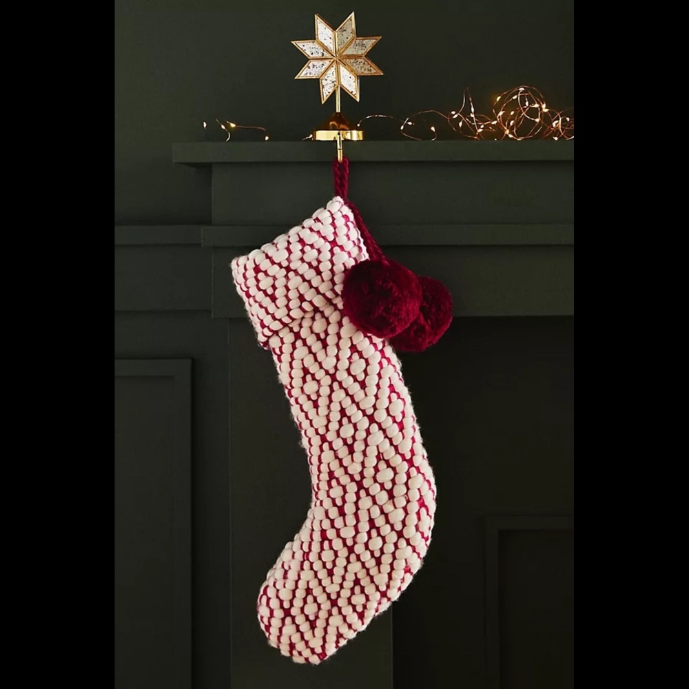 Anthropologie Wilma Pm Pom Christmas Stocking